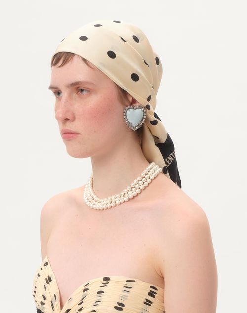 Valentino Garavani - Chez Valentino Silk Scarf - Butter/black - Woman - Soft Accessories