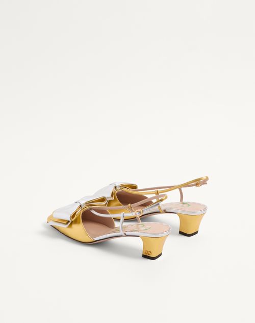 Valentino Garavani - Bowow Slingback Pumps In Laminated Nappa 45mm - Gold/silver - Woman - Pumps