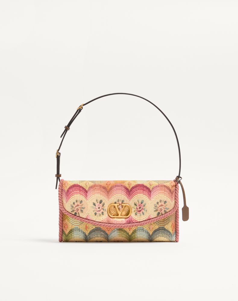 Valentino Garavani Women's Multicolour Devain Small Shoulder Bag In Jacquard Apres L'hiver Fabric Woman Uni