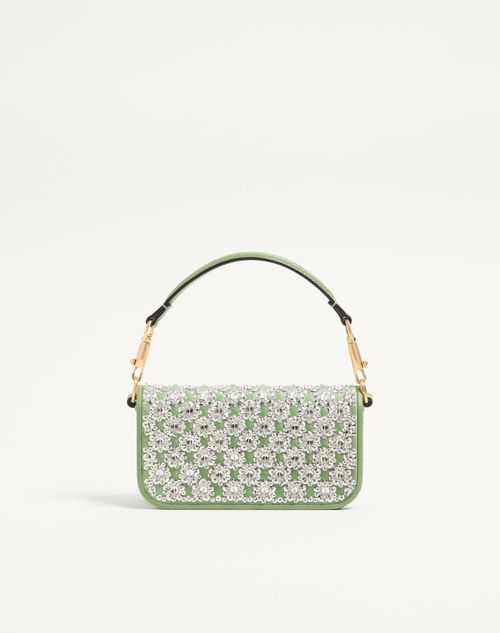 Valentino Garavani - Valentino Garavani Locò Small Embroidered Shoulder Bag - Mint/crystal - Woman - Shoulder Bags