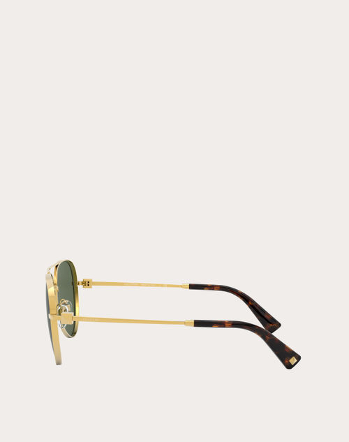 Valentino - メタル パイロット サングラス スタッズ付き - ゴールド/グリーン - ユニセックス - アイウェア