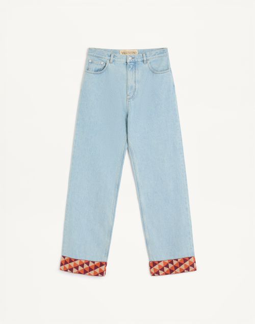 Valentino Denim Trousers With Jacquard Hem