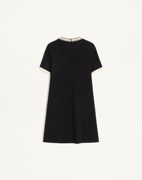 Valentino - Embroidered Knit Dress - Black/ivory - Woman - Dresses