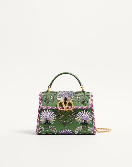 Valentino Garavani - Valentino Garavani Mini Vsling Embroidered Handbag With Jewel Logo - Multicolor - Woman - Top Handle Bags