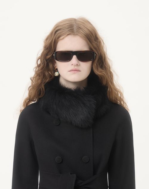 Valentino - Compact Drap Coat - Black - Woman - Coats And Outerwear