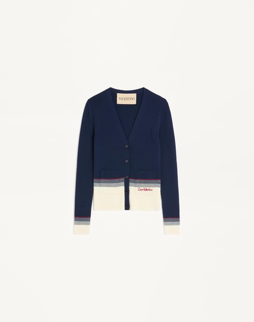 Valentino - Wool Cardigan - Navy/birch - Woman - Knitwear