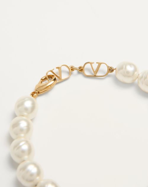 Valentino Garavani - Coeur Royal Bracelet In Metal, Enamel And Beads - Gold/black/cream - Woman - Jewelry