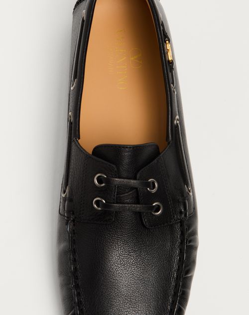Valentino Garavani - Driver Fastaway Buffalo Loafer - Black - Man - Loafers And Driver