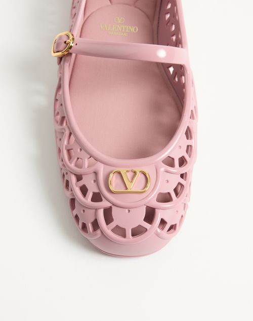 Valentino Garavani - Ondette Rubber Ballerina With Scallop Pattern 05mm - Pink - Woman - Ballerinas