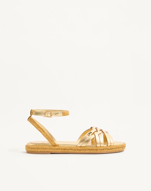 Valentino Garavani - Bribri Sandal In Laminated Calfskin 20mm - Antique Brass/natural - Woman - Sandals