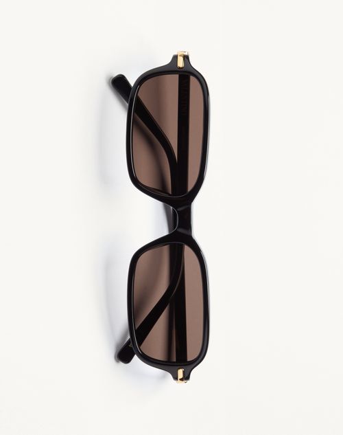 Valentino - Rectangular Acetate Eyewear - Black/grey - Unisex - Eyewear