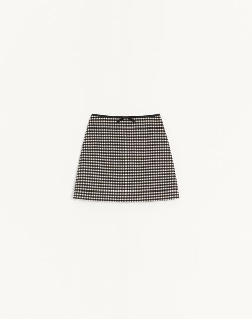 Valentino - Jupe En Laine À Motif Micro Vichy - Ivoire/noir - Femme - Jupes