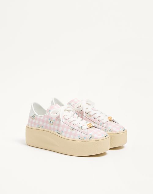 Valentino Garavani - Royco Flatform Sneaker In Vichy Nappa Calfskin With Le Chat De La Maison Pattern - White - Woman - Sneakers