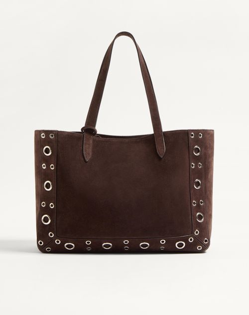 Valentino Garavani - Valentino Garavani Nellcôte Medium Embroidered Shopping Bag - Multicolor/testa Di Moro - Woman - Totes