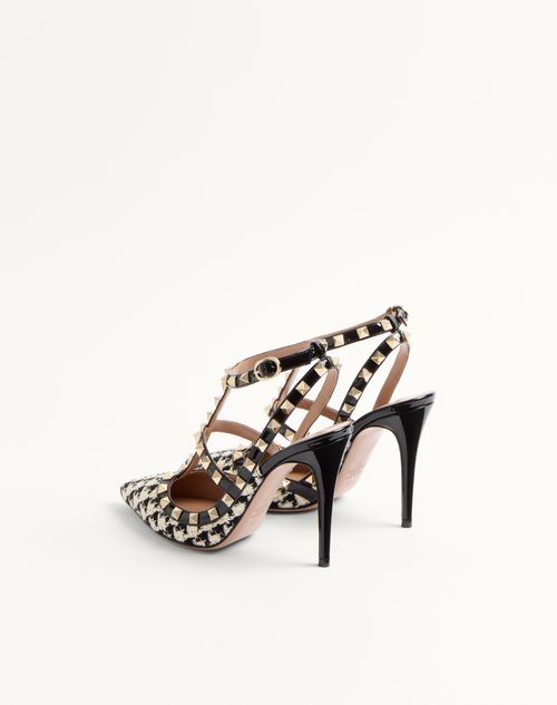 Valentino Garavani - Rockstud Pump In Pied-de-poule Fabric 100mm - Latte/black - Woman - Pumps