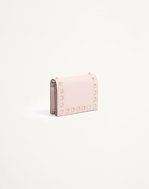 Valentino Garavani - Small Rockstud Grainy Calfskin Wallet - Pink - Woman - Wallets And Small Leather Goods