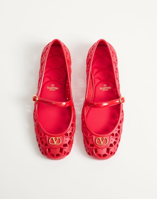 Valentino Garavani - Ondette Rubber Ballerina With Scallop Pattern 05mm - Coral - Woman - Ballerinas
