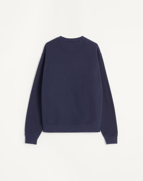 Valentino - Cotton Sweatshirt With Vg Patch - Blue - Man - T-shirts And Sweatshirts