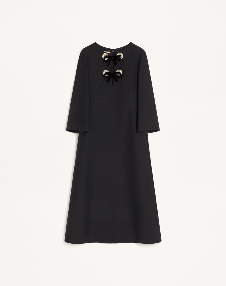 Valentino Women's Black/Silver Crepe Couture Midi Dress Woman 50