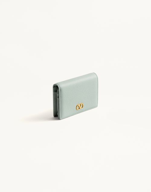 Valentino Garavani - Vlogo Signature Grainy Calfskin Wallet - Sky Grey - Woman - Wallets And Small Leather Goods