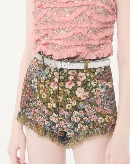 Valentino Garavani - Vlogo Signature Belt In Laminated Calfskin 20 Mm - Silver - Woman - Belts