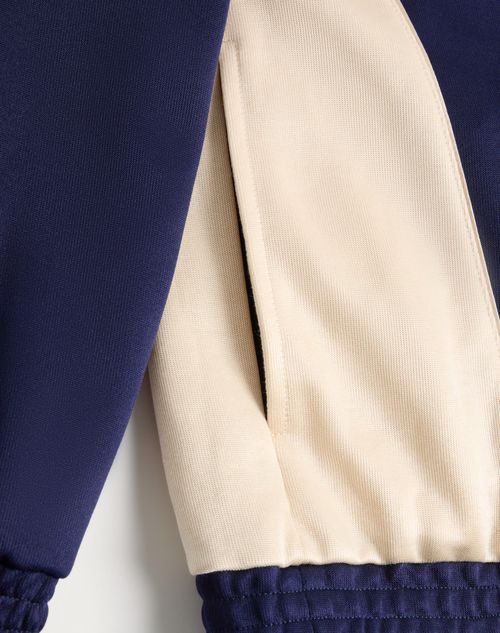 Valentino - Valentino Acetate Sweatshirt With Zip And Inlaid Toute La V Print - Blue/butter - Man - Tshirts And Sweatshirts