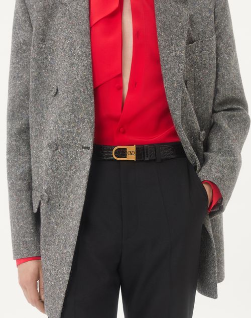 Valentino Garavani - Vlogo Signature Crocodile Belt With Enamelled Logo Detail 30 Mm - Black - Man - Belts