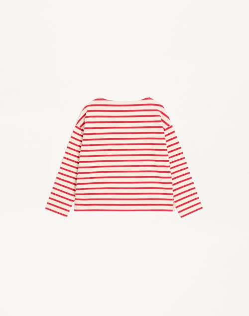 Valentino - Striped Cotton Jersey T-shirt - Ivory/red - Woman - Tshirts And Sweatshirts