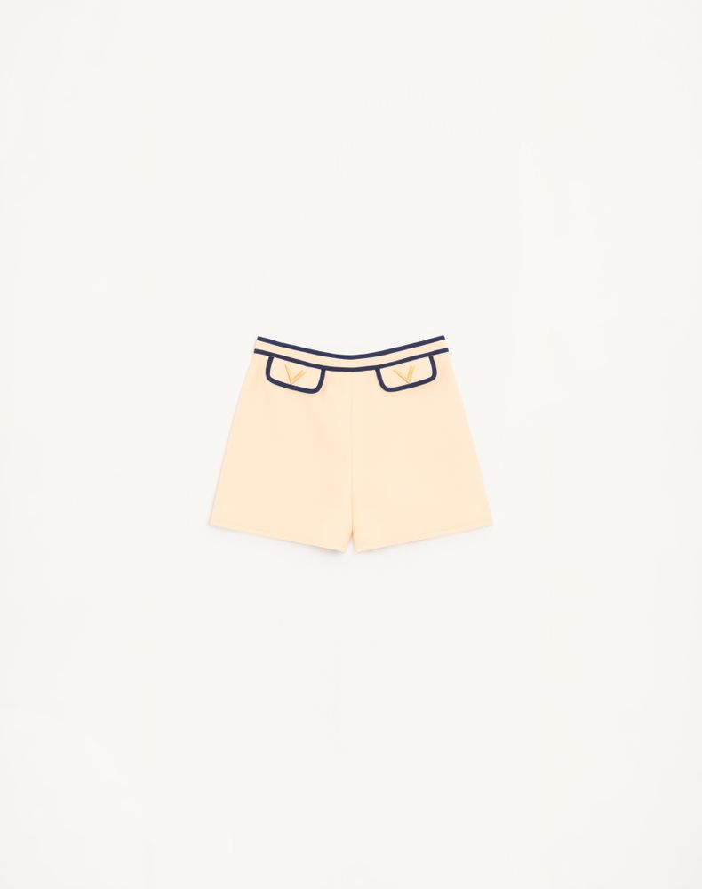 Valentino Women's Birch/Blue Crepe Couture Shorts Woman 46