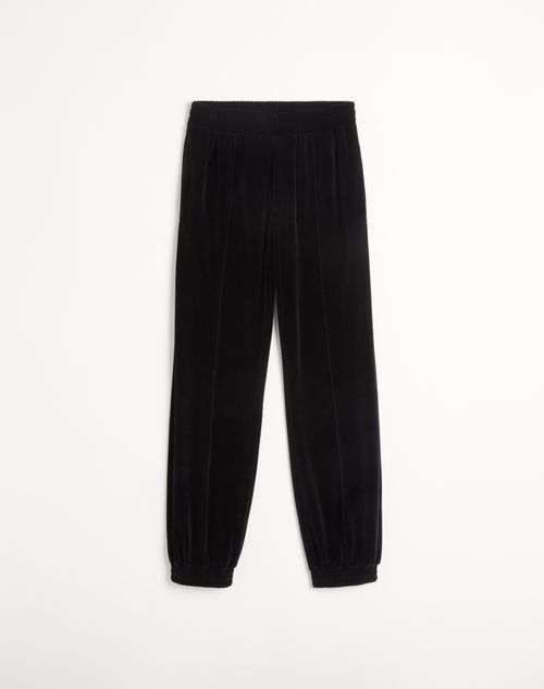 Valentino - Chenille Jogging Pants With Chez Valentino Patch - Black - Man - Pants And Shorts