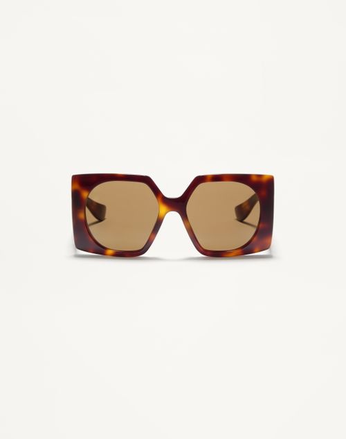 Valentino - Rectangular Acetate Eyewear - Havana/brown - Woman - Eyewear