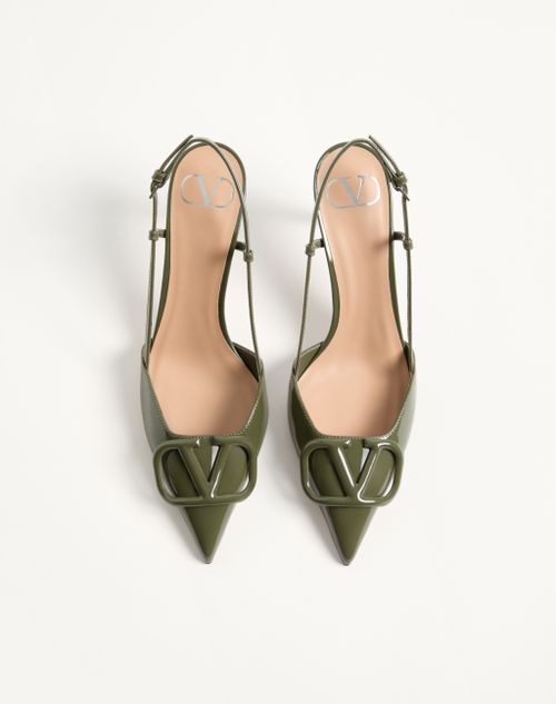 Valentino Garavani - Vlogo Signature Patent Leather Slingback Pump 80mm - Military Green - Woman - Pumps