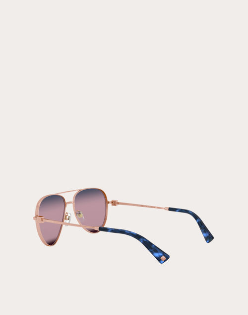 Valentino - メタル パイロット サングラス スタッズ付き - ピンクゴールド/ブルー グラデーション/ピンク - ユニセックス - アイウェア