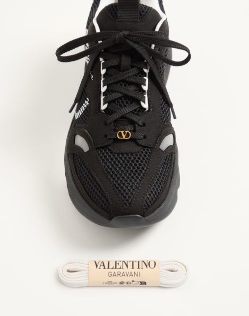 Valentino Garavani - Demivee Sneaker In Mesh Fabric With Suede Inserts - Black/gray - Man - Sneakers