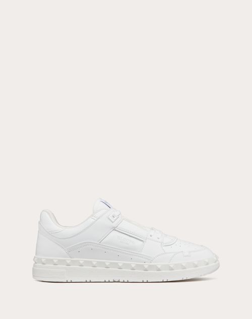 Shop Valentino Garavani Freedots Low-top Trainer In Calfskin In White