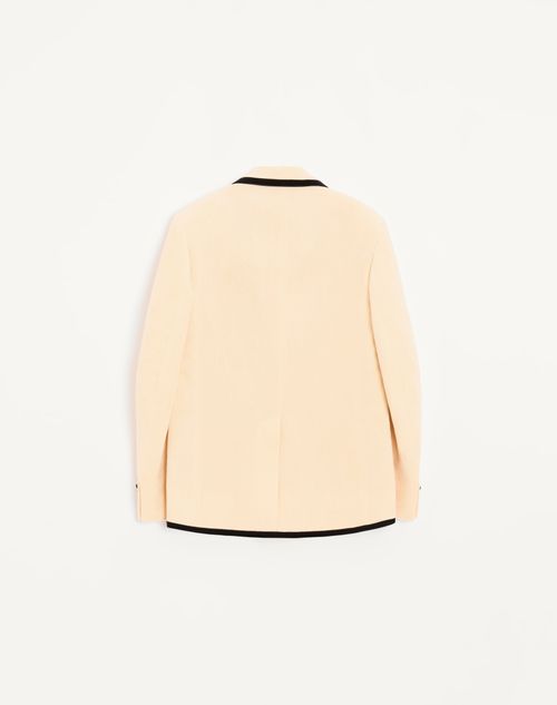 Valentino - Valentino Double-breasted Jacket In Washed Cotton And Linen Velvet With Vg Embroidery - Cream - Man - Coats And Blazers
