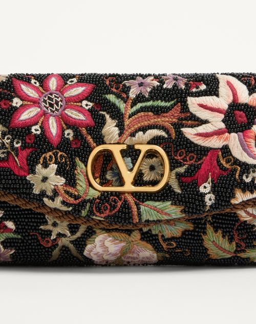 Valentino Garavani - Bolso De Hombro Pequeño Valentino Garavani Devain Bordado - Negro/varios Colores - Mujer - Bolsos De Hombro