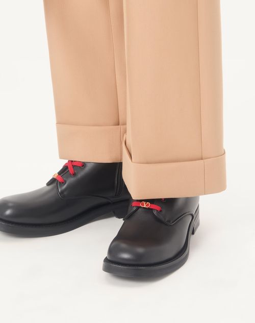 Valentino Garavani - Punx Calfskin Combat Boot - Black - Man - Boots