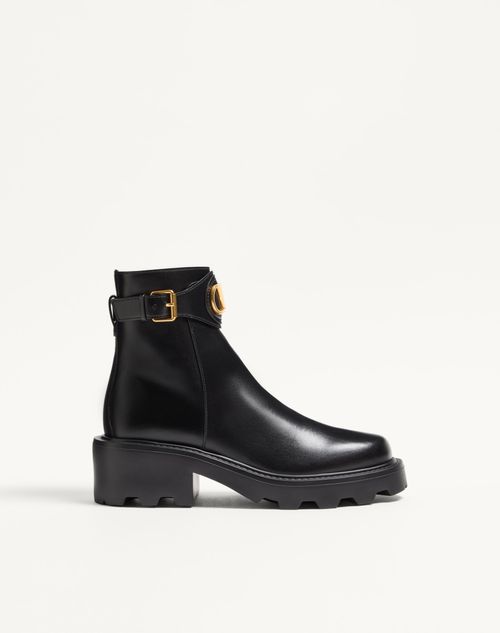 Valentino Garavani Vlogo Signature Ankle Boot In Calfskin 55mm Woman Black 40.5 In Black