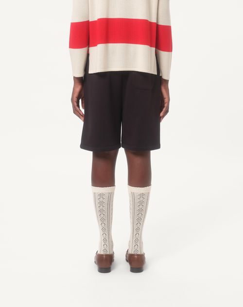 Valentino - Technical Cotton Bermuda Shorts With Vlogo Signature Patch - Black - Man - Pants And Shorts