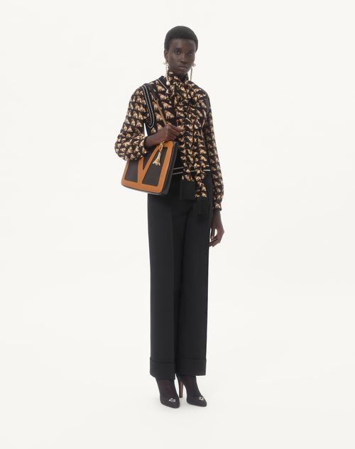 Valentino - Crepe De Chine Shirt With Petit Charles Print - Black/multicolour - Woman - Shirts & Tops