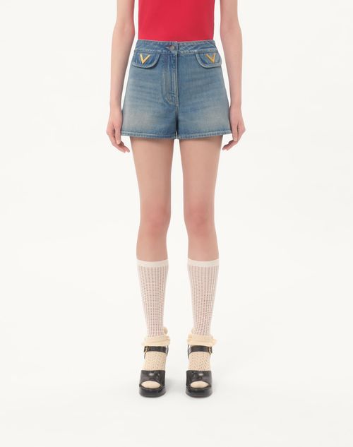 Valentino - Denim Shorts - Blue - Woman - Denim