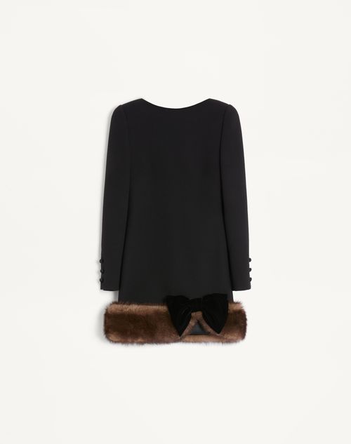 Valentino - Abito Corto In Wool Crepe - Nero - Donna - Abiti