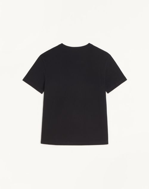 Valentino - Valentino Cotton T-shirt With Vgold - Black - Man - T-shirts And Sweatshirts