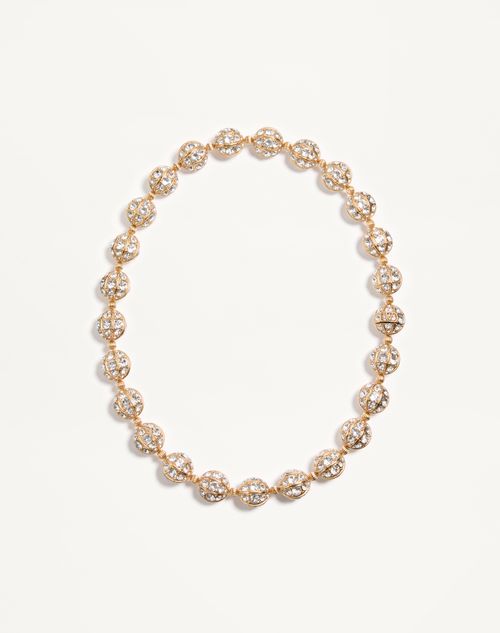 Valentino Garavani Poetique Des Gouttes Necklace In Metal And Swarovski® Crystals Woman Gold/crystal In Multi