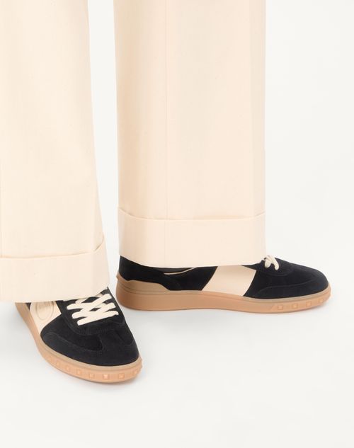 Valentino Garavani - Sneaker Low Top Upvillage In Crosta E Vitello Nappato - Nero - Uomo - Sneakers