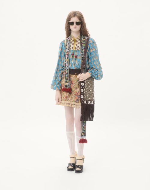 Valentino Garavani - Valentino Garavani Nellcôte Embroidered Shoulder Bag With Fringes - Multicolor/testa Di Moro - Woman - Shoulder Bags
