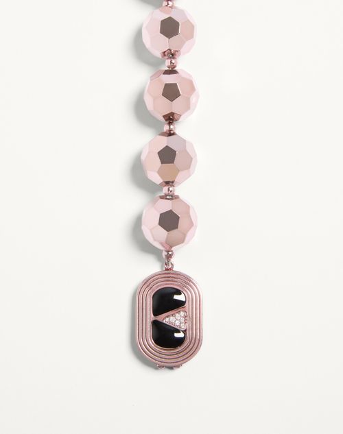 Valentino Garavani - Ovalette Necklace In Resin, Enamel, Metal And Swarovski® Crystals - Pink/black - Woman - Jewelry