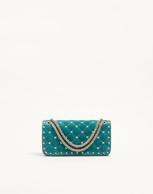 Valentino Garavani - Valentino Garavani Rockstud Spike Small Shoulder Bag In Suede - Aquamarine - Woman - Shoulder Bags