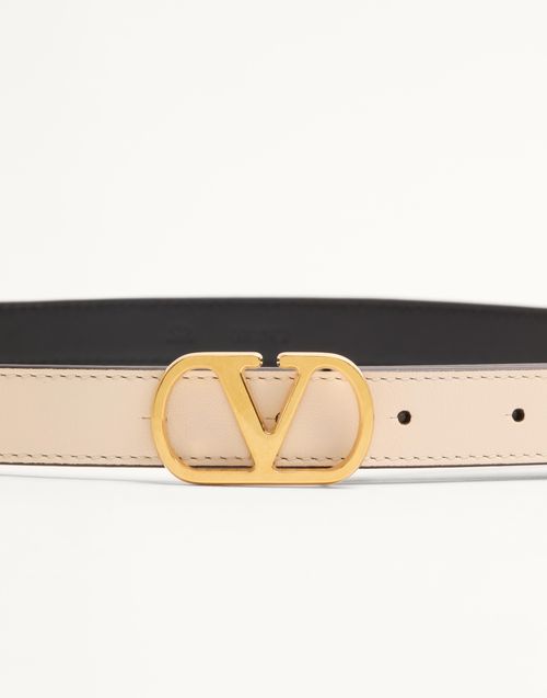 Valentino Garavani - Vlogo Signature Belt In Shiny Calfskin 20 Mm - Butter - Woman - Belts